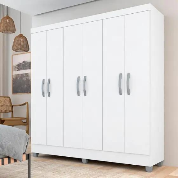 Guarda Roupa Casal Cancun Sem Gavetas 6 Pts Branco